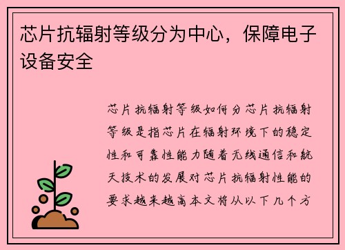 芯片抗辐射等级分为中心，保障电子设备安全